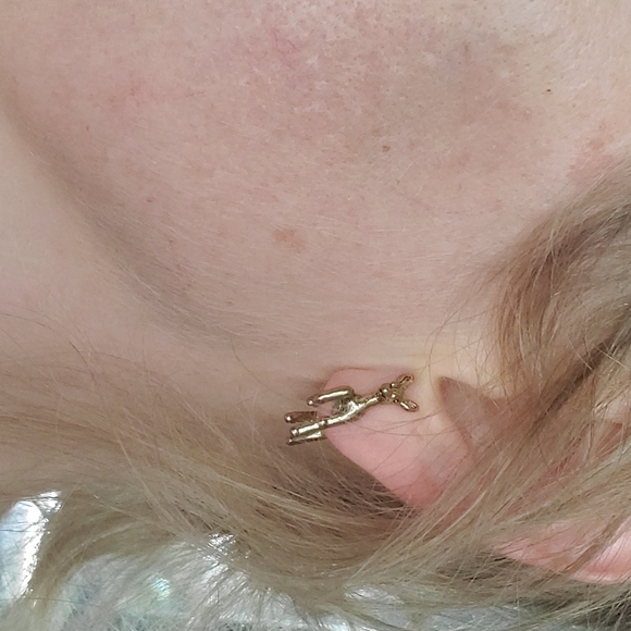 Golden Deer Post Earrings - Picture 4 of 6